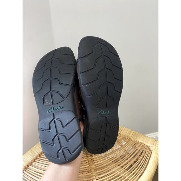 Mens Clarks Brown Leather Walkford Band Style Slide Sandals Sz 9M - Picture 8 of 9